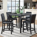 Modernes 5-teiliges Esszimmer-Set mit quadratischem Tresenhochtisch und 4 gepolsterten Stühlen