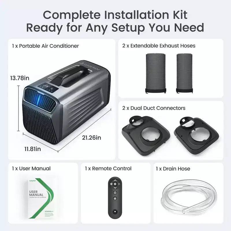 Waykar 5000 BTU 3-in-1 tragbare Klimaanlage mit Luftentfeuchter und Fernbedienung für Zelt, Camping & Wohnmobil