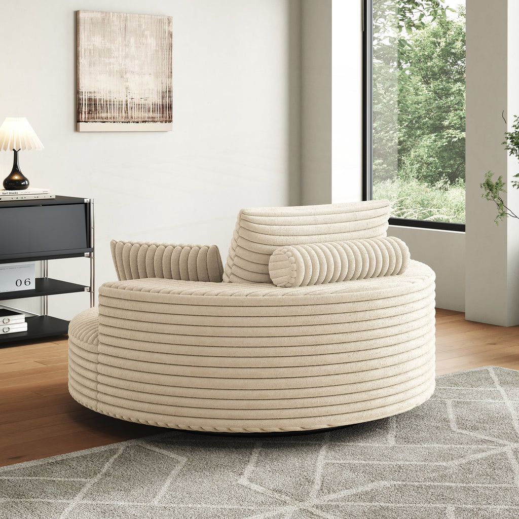 Einzelsessel aus Kord-Chenille-Schaumstoff, drehbar