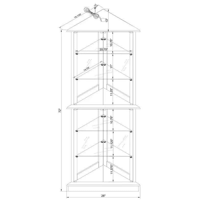 Eck-Vitrinenschrank, Kirsche/Nussbaum, 4-türige Glasvitrine