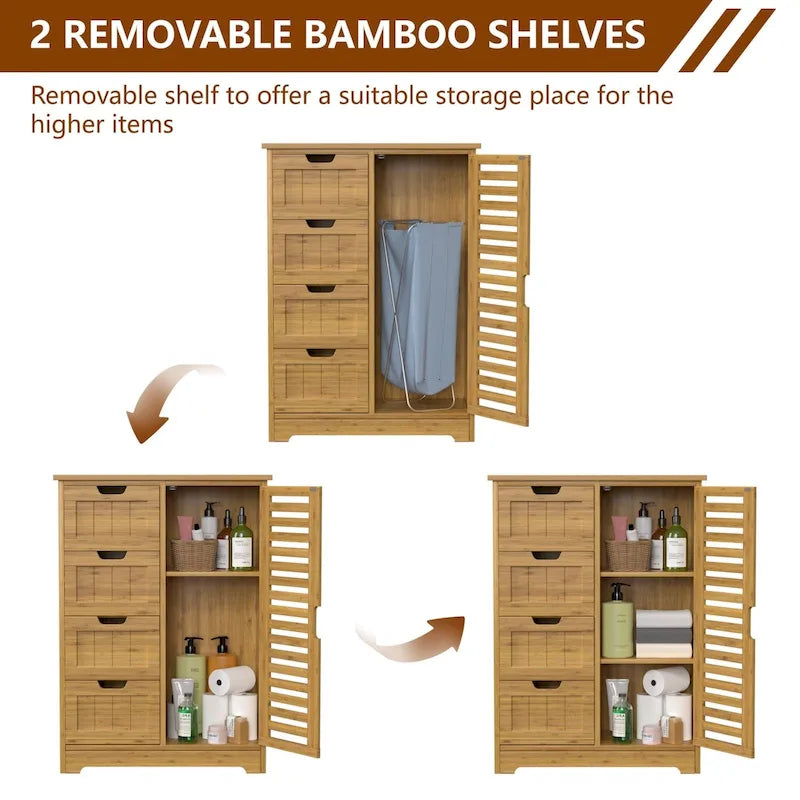 VEIKOUS Badezimmer-Bodenschrank mit 4 Schubladen