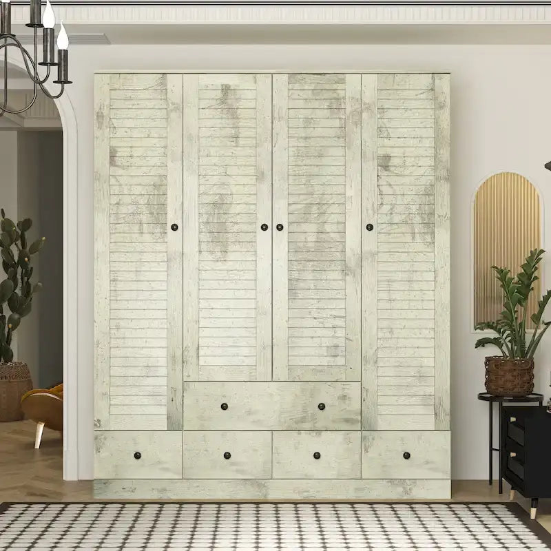 Kleiderschrank Hochschrank Schrank 59B Großer Freistehender Kleiderschrank Weiß