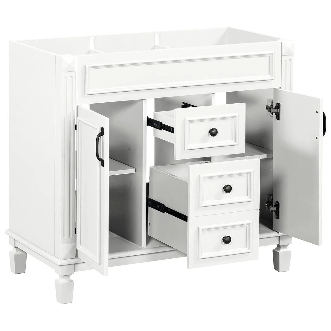Moderner 36'' Badschrank mit Aufsatzwaschbecken und Spiegelschrank, 2 Türen und 2 Schubladen
