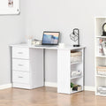 HOMCOM 47 Moderner Home-Office Computertisch Regal Kombination Schreibtisch Arbeitstisch mit 3 Schubladen und Ablagefach - Weiß