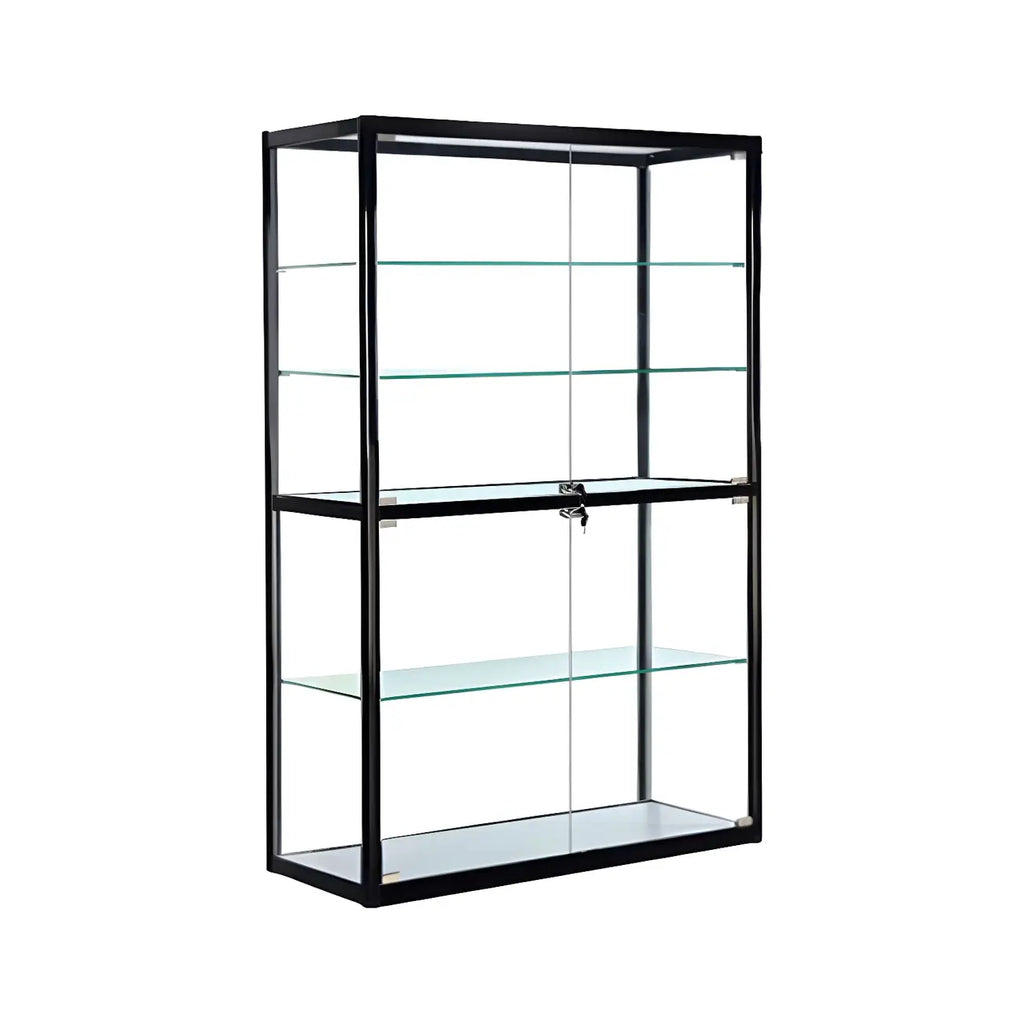 Zeitgenössische rechteckige Vitrine aus schwarzem Glas