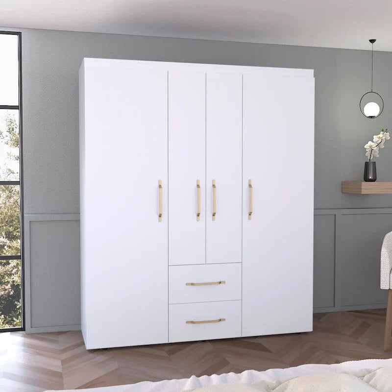 Bariloche Kleiderschrank mit Kleiderstangen, Einlegeböden, 2 Schubladen