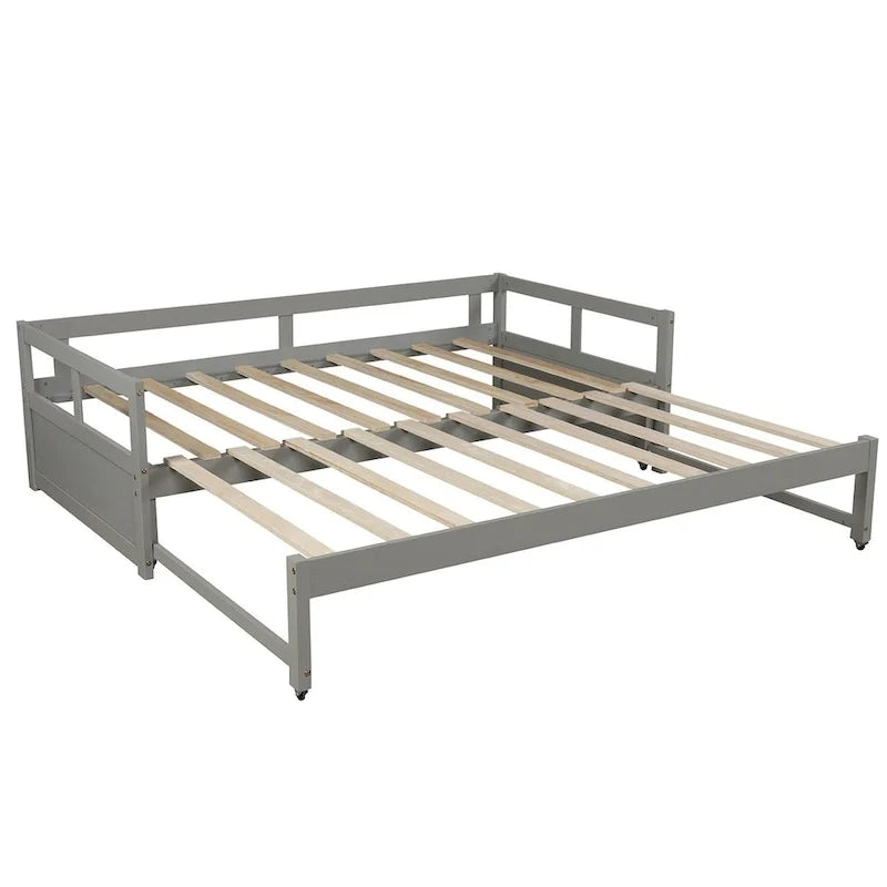 Ausziehbares Tagesbett mit Ausziehfunktion, Holztagesbett mit Ausziehfunktion