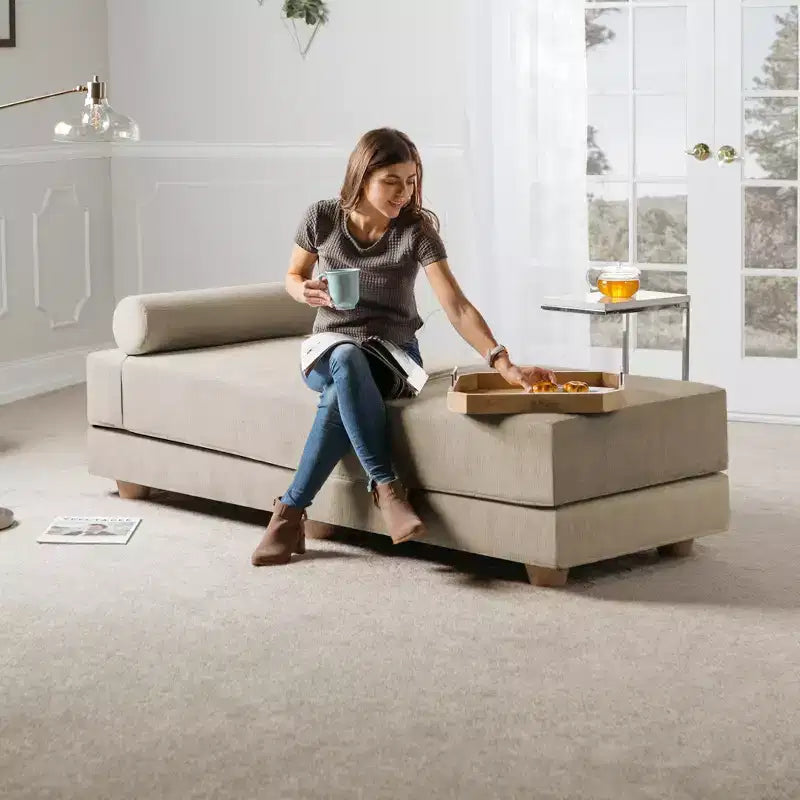 Tagesbett / ausklappbares Schlafsofa (Queensize) - Microvelvet