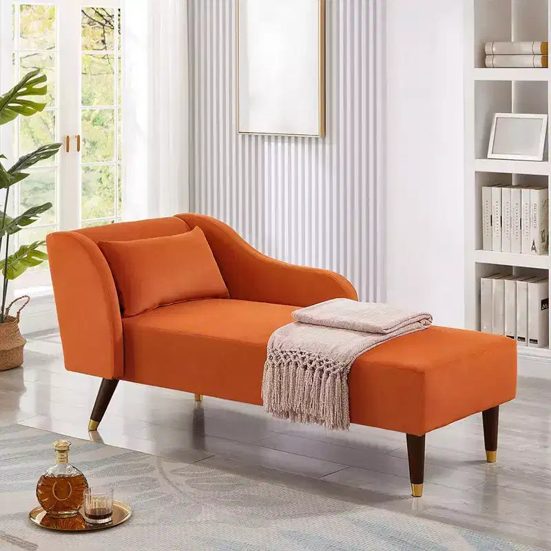Modernes Samt-Chaiselounge-Sofa, Polsterliege mit geschwungener Armlehne, Schlafcouch für Schlafzimmer, Büro, Wohnzimmer