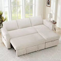2-in-1 Schlafsofa zum Ausziehen mit Stauraum-Recamiere, Chenille-Ecksofa mit USB-Anschlüssen für das Wohnzimmer