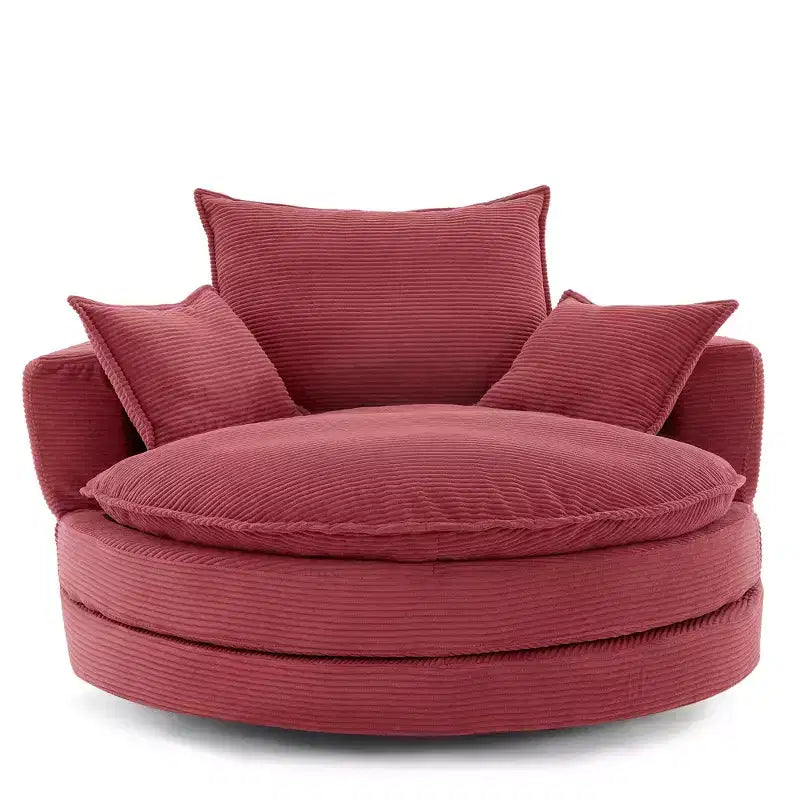 360° drehbarer Loungesessel, drehbarer runder Fass-Sessel mit Kissen für das Wohnzimmer