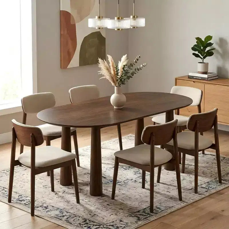 Dovelina 67 Ovaler Esstisch aus Holz mit 4 Beinen Moderner Küchentisch für 6 Personen