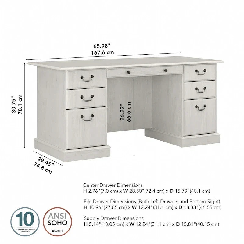 Bush Furniture Saratoga Chefsessel mit Schubladen und Stauraum