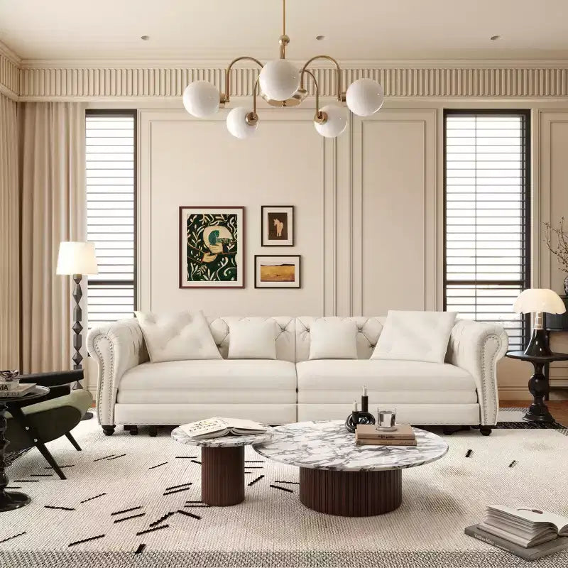 Whisen Velvet 3-in-1 Schlafsofa und wandelbares Schlafsofa im Kingsize-Format mit ausziehbarem Ottomane, getuftetem Design
