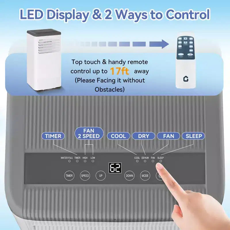 Flarhetoric Mobile Klimaanlagen, 10000 BTU Kühlen/Ventilator/Entfeuchten 3-IN-1 Mobiles Klimagerät für Räume bis 52 m², Geräte für geräuscharme Zimmer