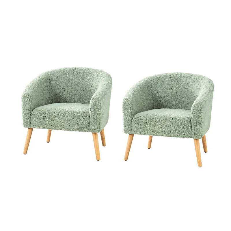 Sheila Moderner 30 W Bouclé-Sessel mit Massivholzbeinen, 2er-Set von HULALA HOME