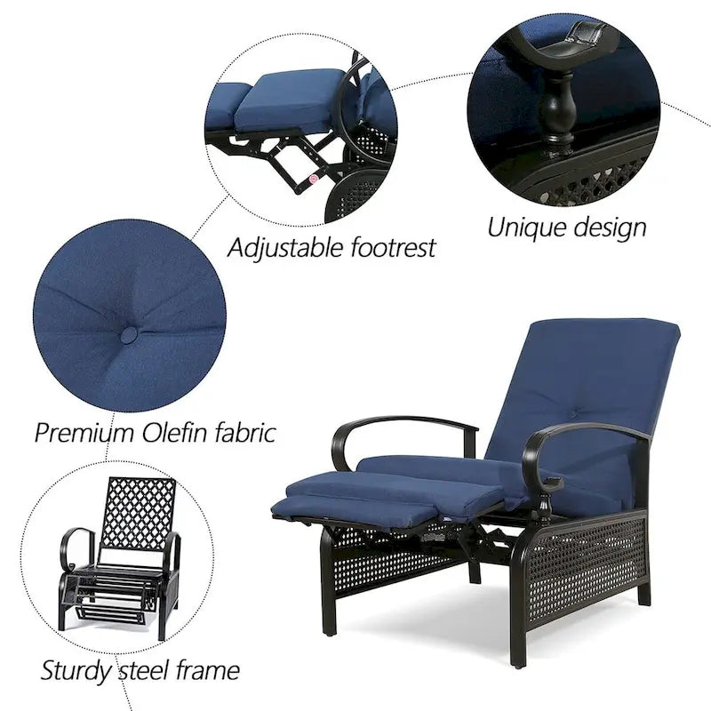 Verstellbarer Liegestuhl Lounge Sessel Gartenliege Sofa mit Kissen - 38 (T) x 26,5 (B) x 38,5 (H) ZOLL