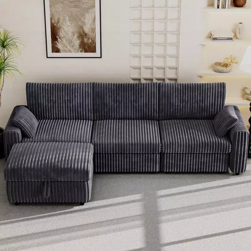 Dyonery Modulares Cord-Ecksofa mit waschbaren Bezügen