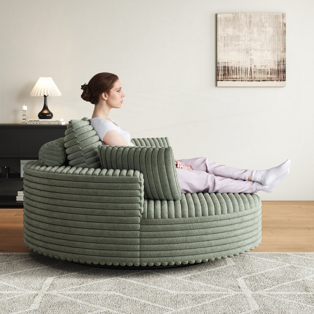 Einzelsessel aus Kord-Chenille-Schaumstoff, drehbar