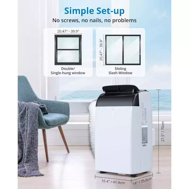 14000 BTU mobile Klimaanlage 3-in-1 AC-Gerät für Räume bis zu 70 m² mit Entfeuchter