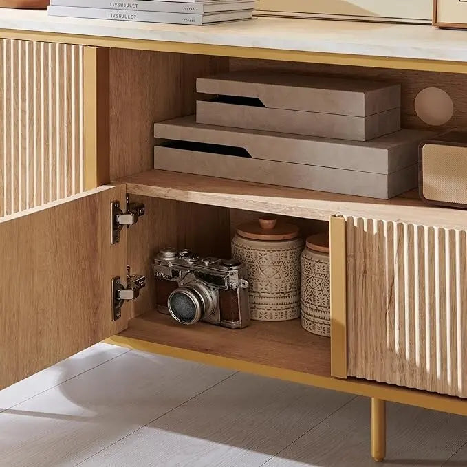 Moderner Luxus-TV-Ständer, Entertainment-Center, mit Kunstmarmorplatte