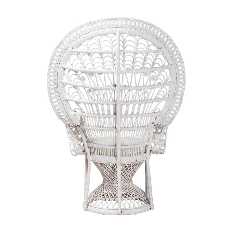 Kallima Moderner Bohemian Weißer Naturrattan-Pfauenstuhl