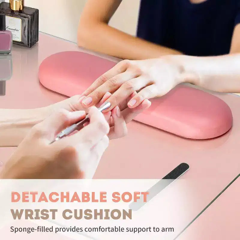 Schwarz/Pink Moderner Maniküre-Nageltisch mit Glasplatte & Handauflage, Einzelplatz
