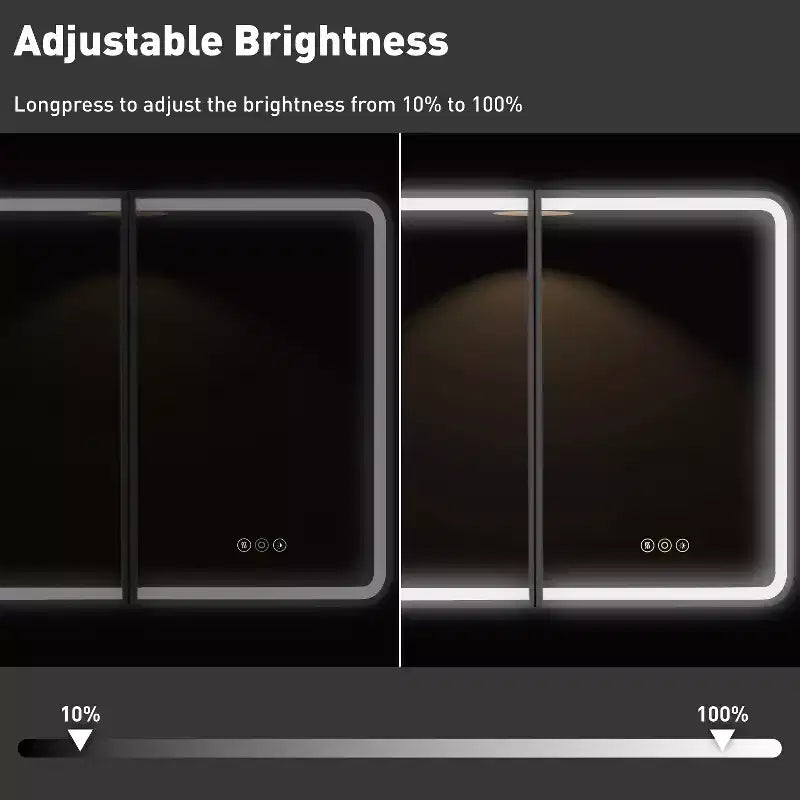 Schwarzer / Weißer / Goldener LED-Spiegelschrank, einzelne Tür, links- oder rechts angeschlagen, Einbau- oder Wandmontage