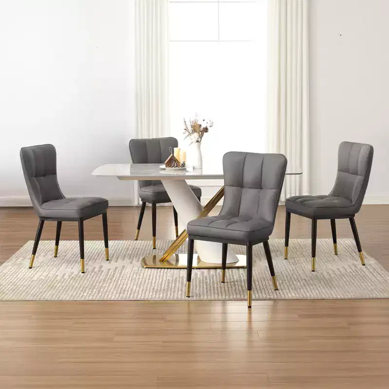 Bekrvio Esszimmerstühle 6er-Set, moderne gepolsterte Kunstledersitze mit hoher Rückenlehne, Metallbeine, armlose Küchenstühle für Wohn- und Esszimmer
