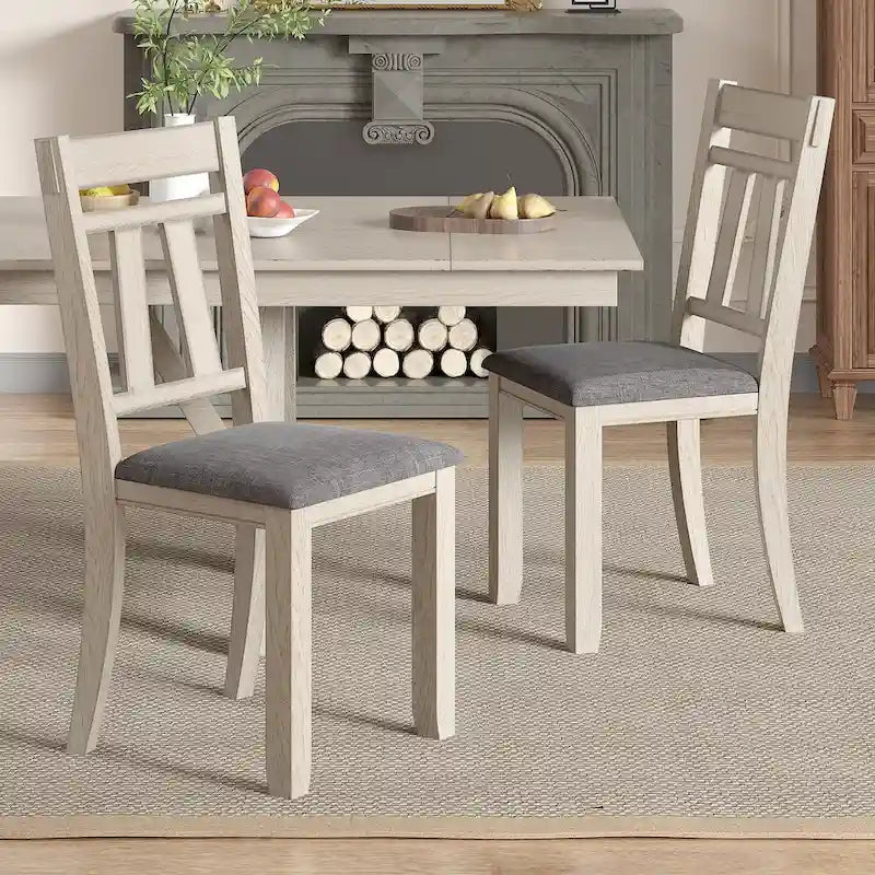 VECELO Esszimmerstühle aus Massivholz mit Leinenstoffbezug, Esszimmerstühle 2er/4er/6er Set