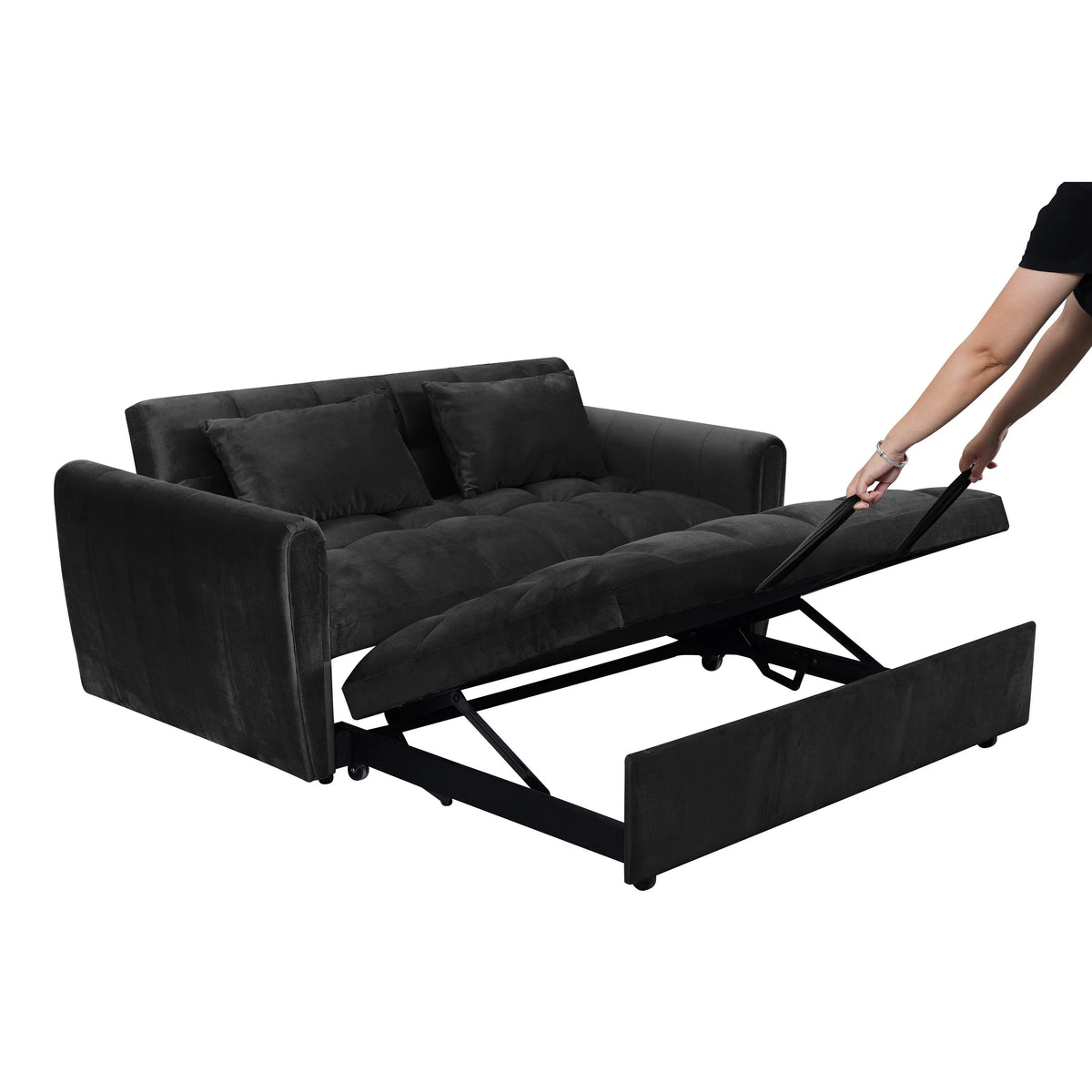 64.96 Samt 3-in-1-Schlafsofa mit verstellbarer Rückenlehne, Aufbewahrungstasche und 227 kg Tragkraft