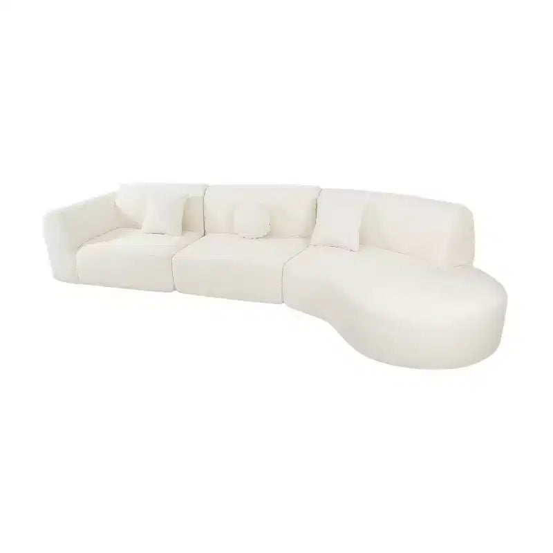 140-Zoll Modernes geschwungenes Ecksofa mit Récamiere, 3-teiliges Set, für Wohnzimmer