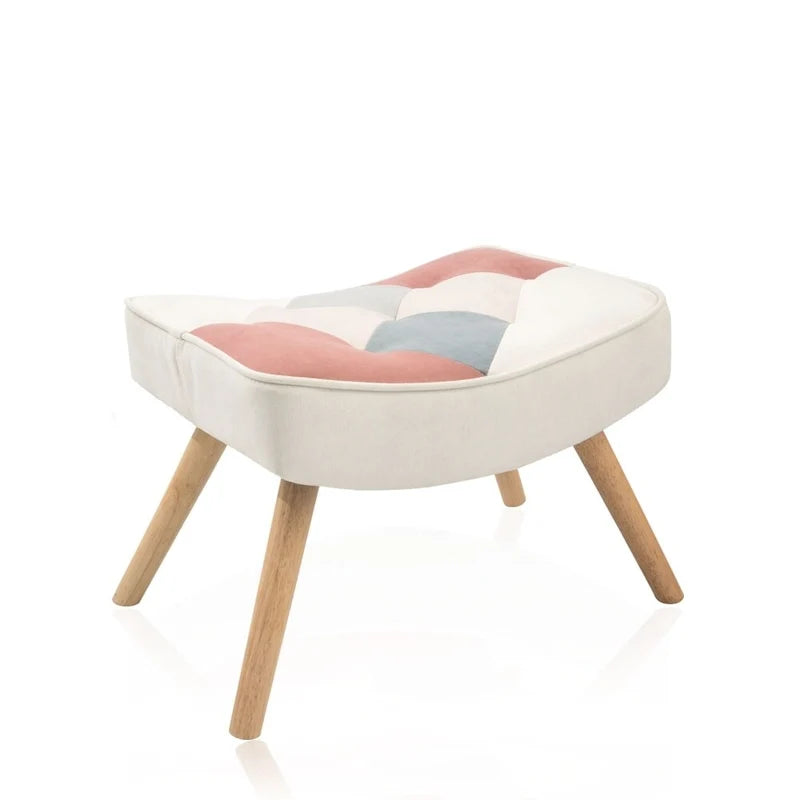Akzentsessel mit Ottoman, Wohnzimmersessel und Ottomane Set, Bequemer Seitenlehnsessel für Schlafzimmer, Kreative Spleiß-Stoffoberfläche