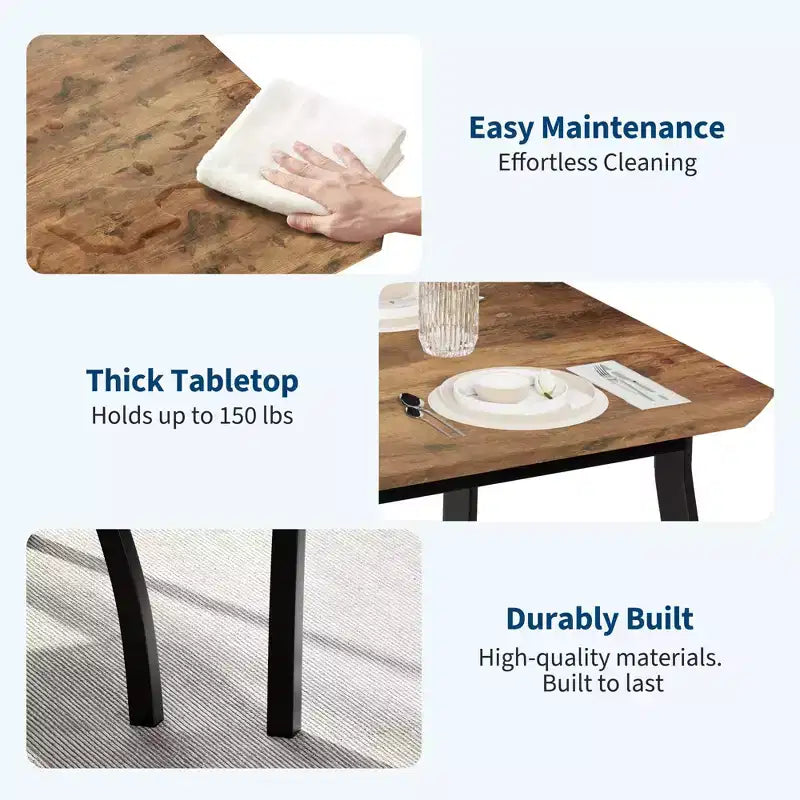 5-teiliges Küchen-Tisch- und Stuhlset mit Metallrahmen und abgeschrägtem Design
