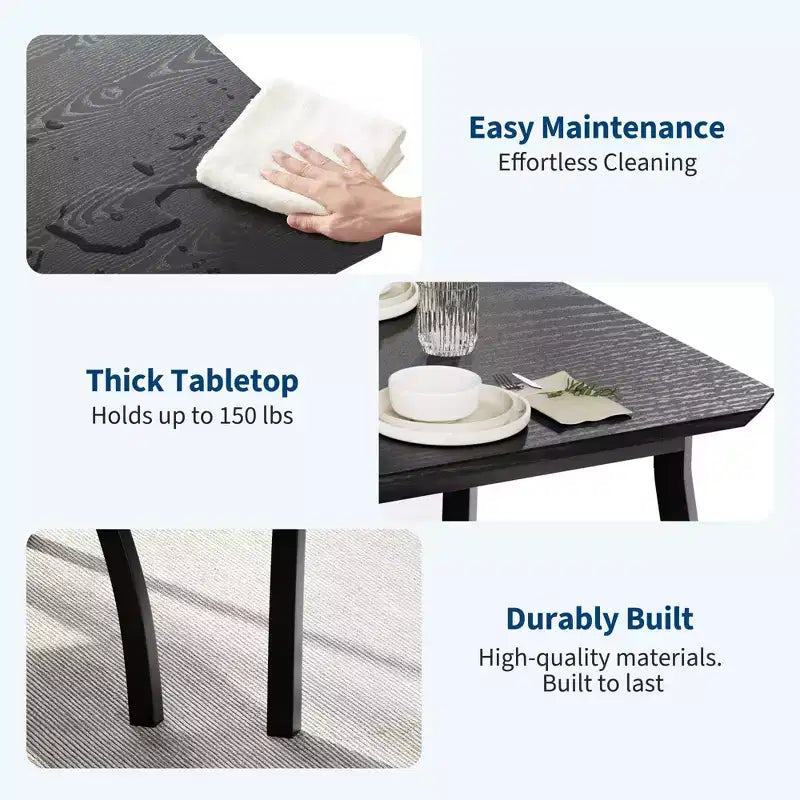 5-teiliges Küchen-Tisch- und Stuhlset mit Metallrahmen und abgeschrägtem Design