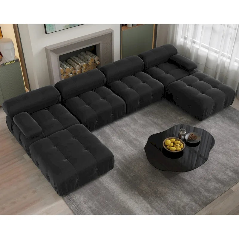 138 Modulares Schlafsofa, U-förmiges, minimalistisches Samtsofa