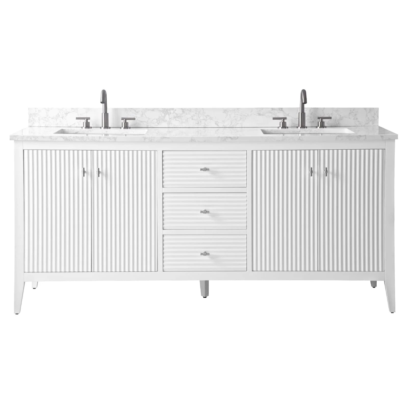 Vanity Art 72 Zoll Badezimmer-Waschtischunterschrank mit Doppelwaschbecken und Kunstmarmorplatte