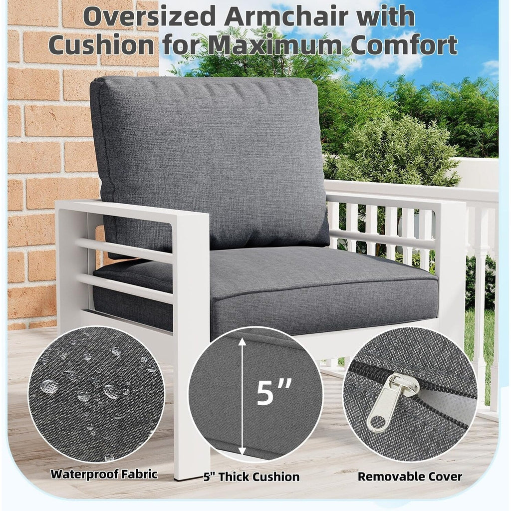AECOJOY 7-teiliges Aluminium-Terrassenmöbel-Set Outdoor-Gesprächsgarnitur