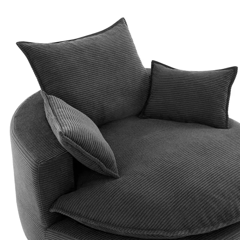 360° drehbarer Loungesessel, drehbarer runder Fass-Sessel mit Kissen für das Wohnzimmer
