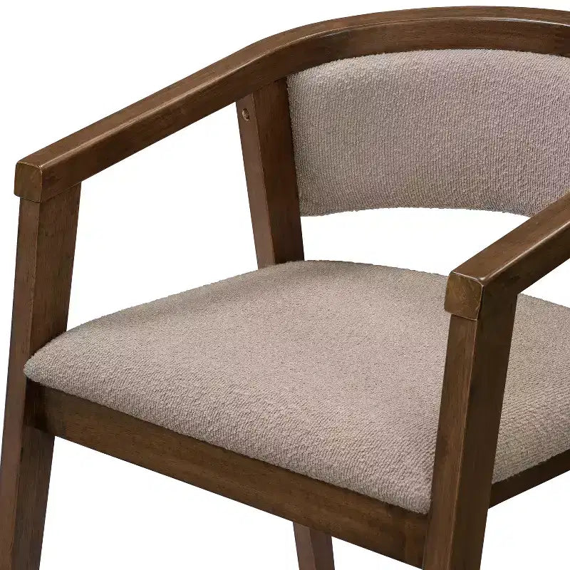 Christopher Knight Home Simon 5-teiliges Esszimmer-Set aus Kautschukholz im Mid-Century Modern Stil mit Bouclé-Stühlen