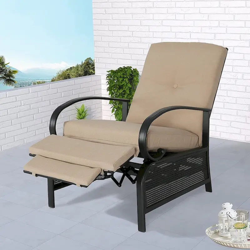 Verstellbarer Liegestuhl Lounge Sessel Gartenliege Sofa mit Kissen - 38 (T) x 26,5 (B) x 38,5 (H) ZOLL