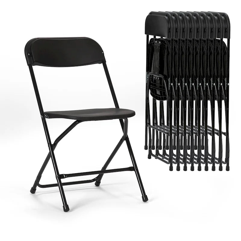 10er-Pack Klappstühle aus Kunststoff, 159 kg Tragkraft, für Veranstaltungen, Büro, Hochzeit, Party, Picknick, Küche, Esszimmer