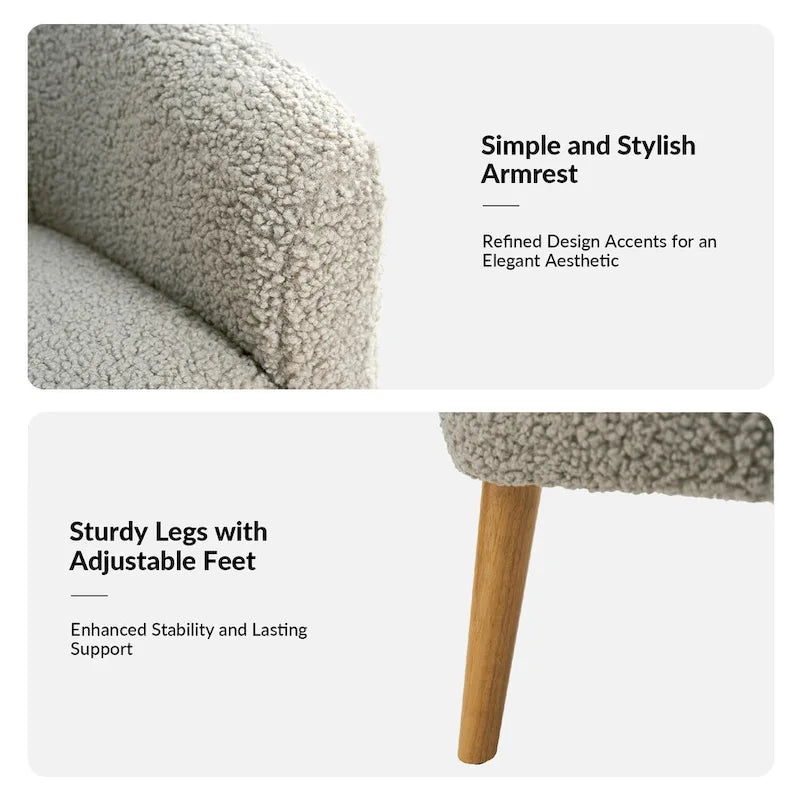 Sheila Moderner 30 W Bouclé-Sessel mit Massivholzbeinen, 2er-Set von HULALA HOME