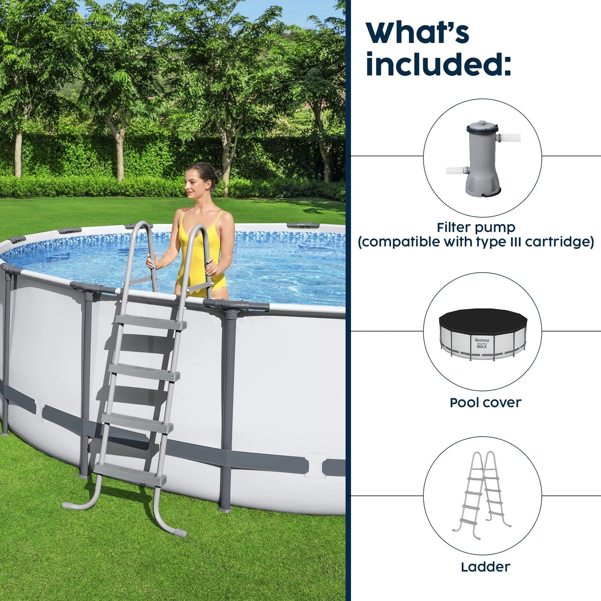 Bestway Steel Pro MAX Rundschwimmbecken Aufstellpool mit Pumpe & Abdeckung