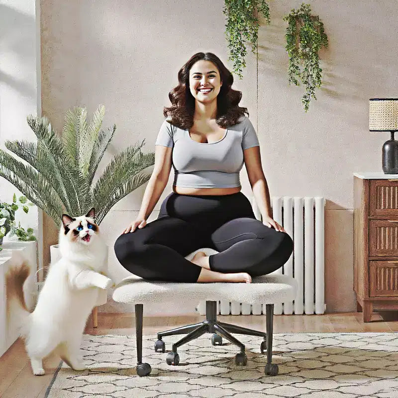 Pinmoco Ergonomischer Kreuz-Bürostuhl, höhenverstellbarer Meditationsstuhl, 360° drehbar, Lendenwirbelstütze, Arbeits- und Bürostuhl, ADHS-Stuhl