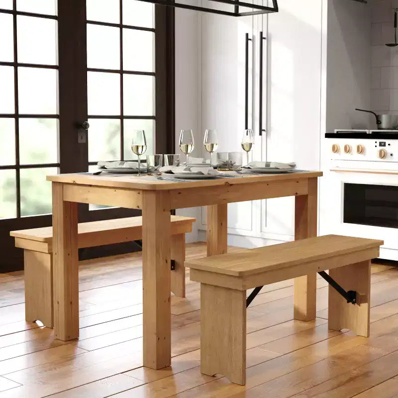 Flash Furniture 46 x 30 rechteckiger Esstisch aus massiver Kiefer im Landhausstil