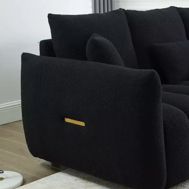 GDFStudio Alanna 79,5 Modernes 3-Sitzer-Sofa mit Teddyfell-Bezug und Kissen