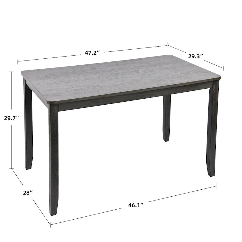 5-teiliges Esszimmerset aus Massivholz 47L (1 Tisch + 4 Stühle mit Sprossenrückenlehne)