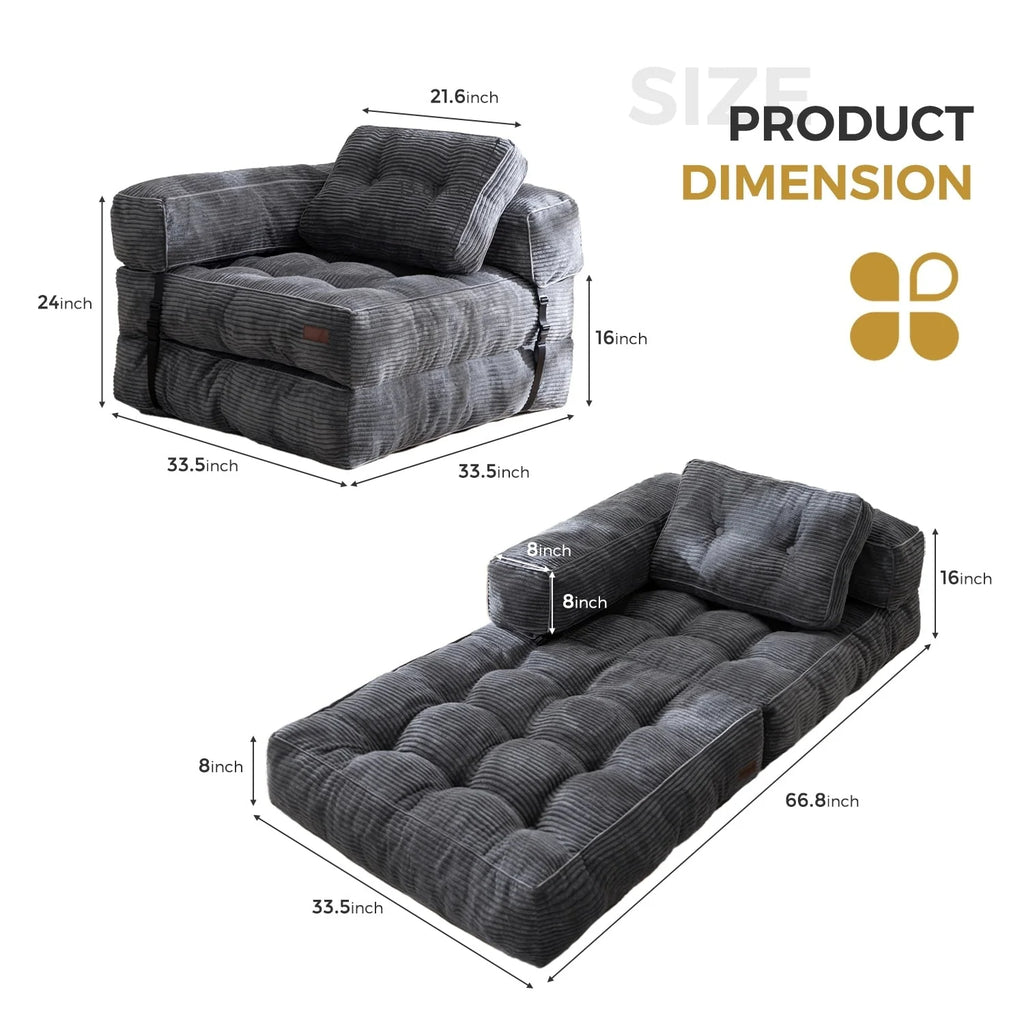 Klappbares Schlafsofa, L-förmiges Bodensofa