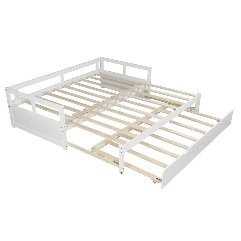 Ausziehbares Tagesbett mit Ausziehfunktion, Holztagesbett mit Ausziehfunktion
